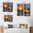 thumbnail image 4 of Designart "Majestic Sunset with Wild Waves Breaking at Shore I" Coastal Waves Framed Wall Art Set Of 2 - Coastal Yellow Framed Canvas Set For Living Room Decor, 4 of 6