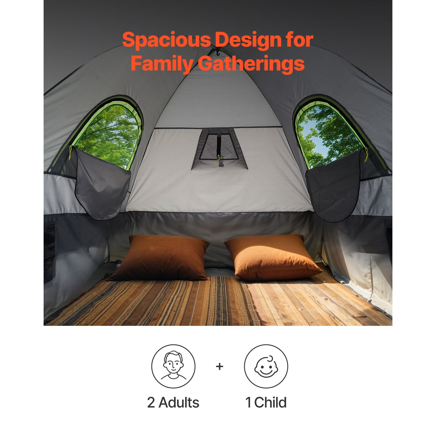 KFFKFF Camping Tent for Pickup Truck, Suitable for 5.5-6.0 ft Trucks, PU2000mm Waterproof 2-3 Person Truck Bed Tent with Dual Layer Window Design, Robust Truck Camper Shell Including Storage Bag