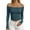 Navy, variant on Off Shoulder Tops for Women Spring Fall Long Sleeve Fitted Cropped Shirt Y2k Going out Tops