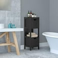 thumbnail image 2 of XgoodX  Bathroom Floor Cabinet, Narrow Wood Storage Tower w/2 Switchable Drawers, Multifunctional Side Storage for Bathroom, Freestanding Small Cabinet for Small Spaces, 12 x 12 35 Inch (Black), 2 of 9