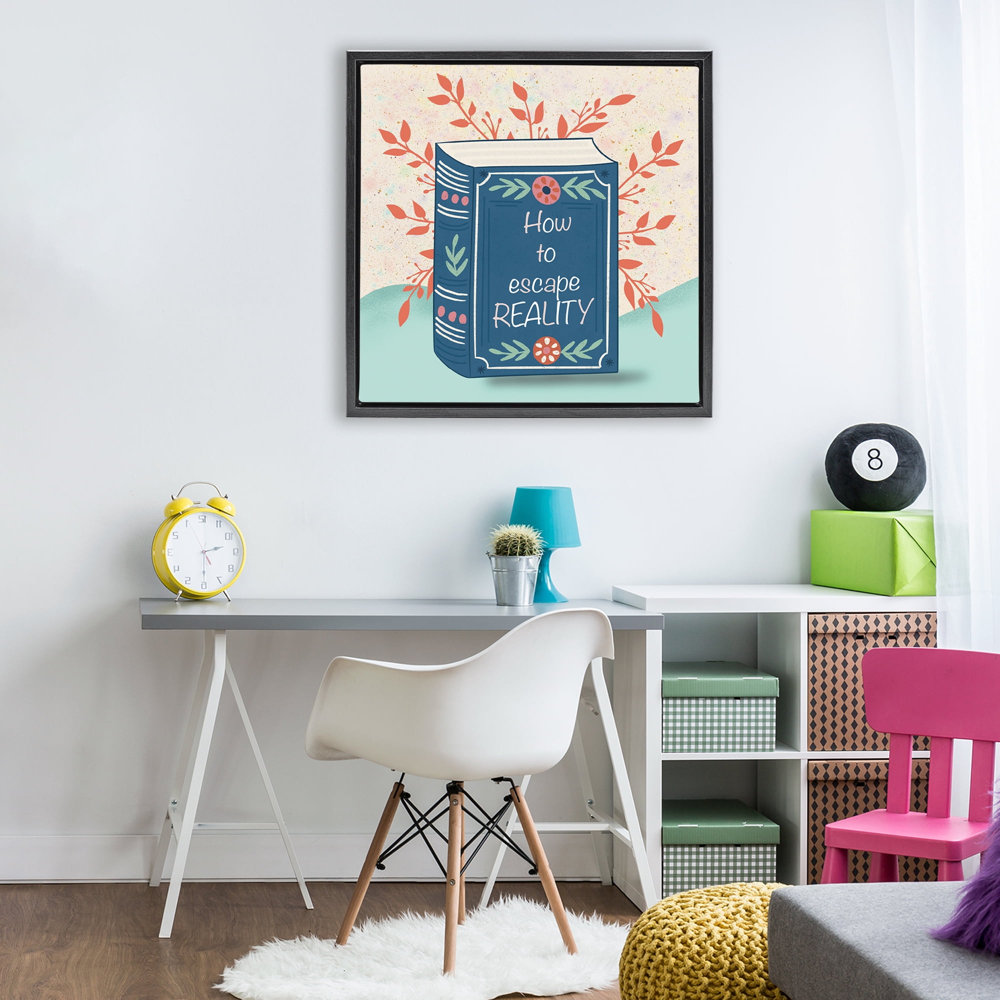 Stupell Industries How To Escape Reality Black Framed Floater Canvas Wall Art, design by Julia Frost