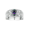 thumbnail image 1 of RYLOS Men's Rings Sterling Silver Rings Classic Designer Style 8X6MM Oval Gemstone &  Diamond Ring Alexandrite June Birthstone Rings For Men,  Size 8, 1 of 7