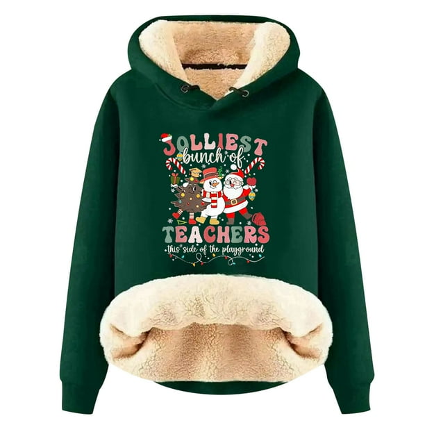 WILLBEST Sudadera con Capucha para Mujer, Otoño/Invierno, con Estampado Navideño de Letras, Gruesa y Cálida Mediana