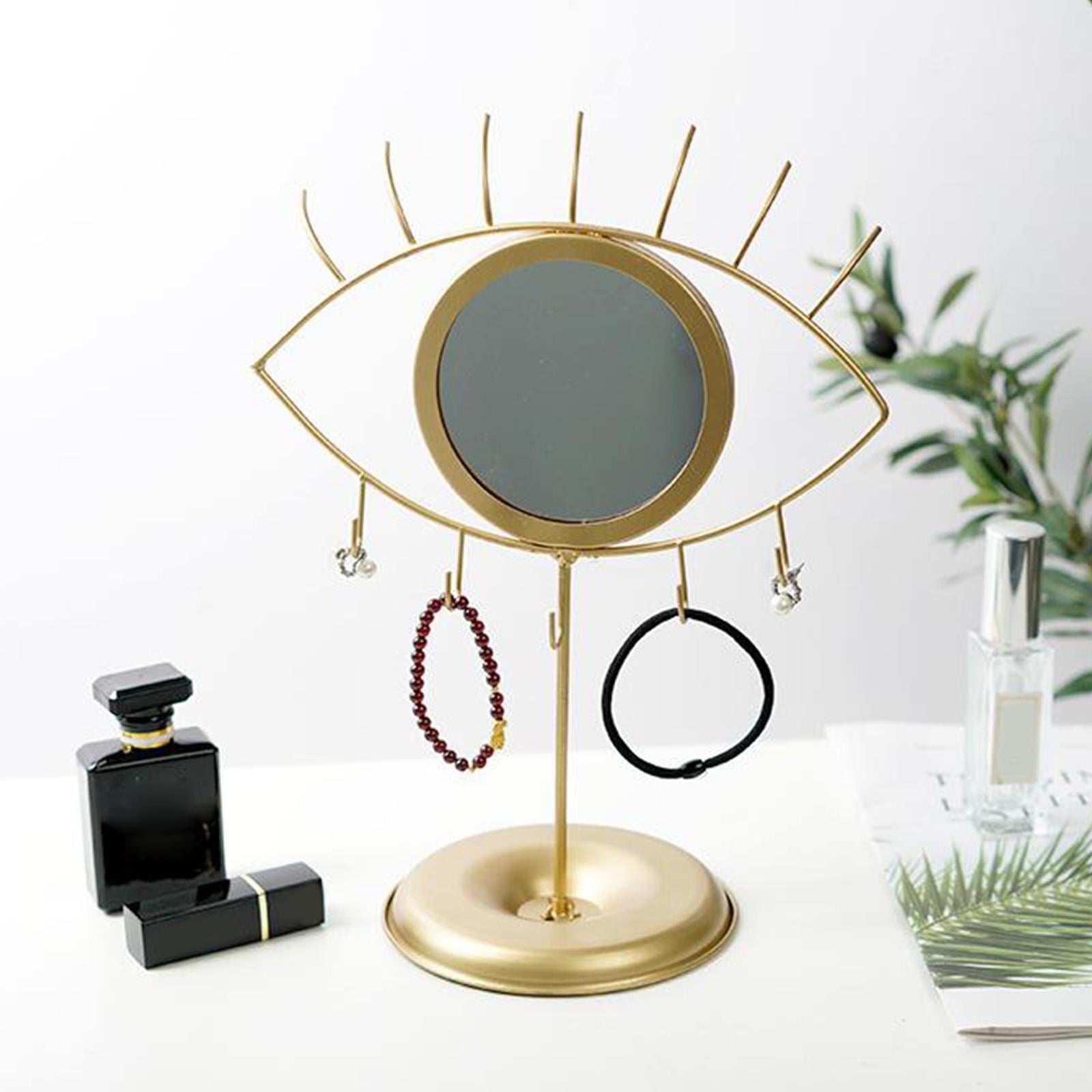 WLPZXP Eye Design Desktop Mirror Jewelry Storage Organizer: Metal Holder Hanging Mirror