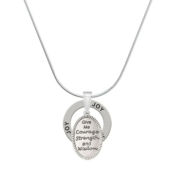 Delight Jewelry Give Me Courage Strength Wisdom Medallion Joy Ring Charm Necklace, 18"