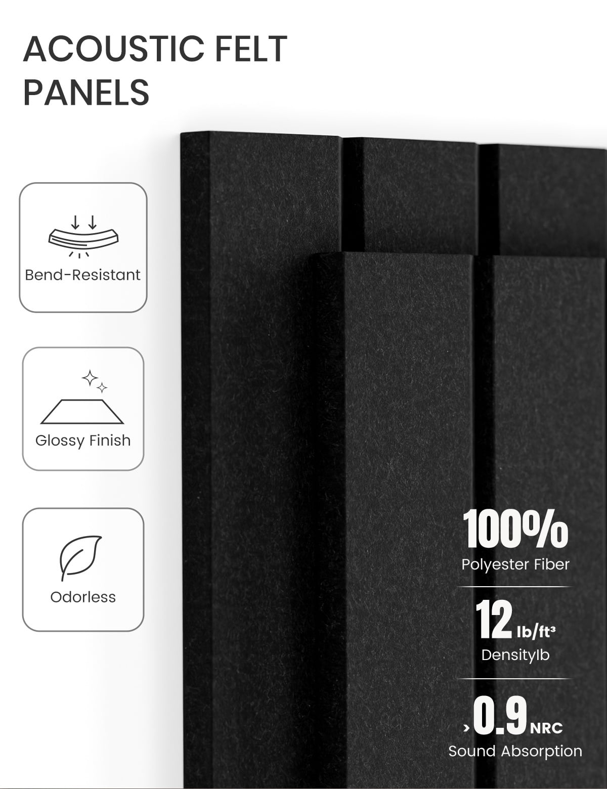 Fluxynara Large Felt Bulletin Board 48" X 36" Large Cork Board Alternative-12 Pack with 70 Safe Removable Adhesive Tabs, Cork Boards for Walls Cork Board for Home Office Classroom Pin Board (Black)