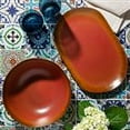 thumbnail image 2 of Bloomhouse Palermo Sun 2 Piece Serving Bowl and Oval Platter Stoneware Reactive Glaze Serveware Set - Paprika Red, 2 of 5