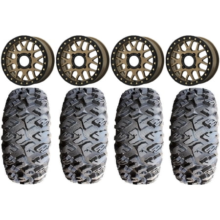 KS235 Grenade Bronze 15 Wheels 28 MotoClaw Tires Kawasaki Mule Pro FXT