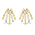 thumbnail image 2 of Italian 14k Yellow & White Gold Shiny Macaroni Cuffed Quarter Hoop Stud Earrings - Yellow and White, 2 of 6