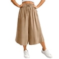 thumbnail image 5 of SHTXOZHI Womens Wide Leg Cropped Pants Drawstring Elastic Waisted Loose Capris Casual Work Trousers with Pockets, 5 of 9