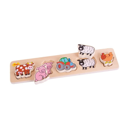 UPC: 0691621200148 | Bigjigs Toys® Chunky Lift & Match Farm Puzzle 5 Pieces