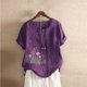 thumbnail image 4 of Camiseta Casual de Manga Corta con Botón de Cuello Redondo de las Mujeres, Tops Cortos para las Mujeres, 4 of 5