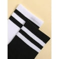 thumbnail image 3 of CoCozhu Women's 2 Pairs Striped Trim Casual Crew Socks Simple Mid Calf Socks, 3 of 4