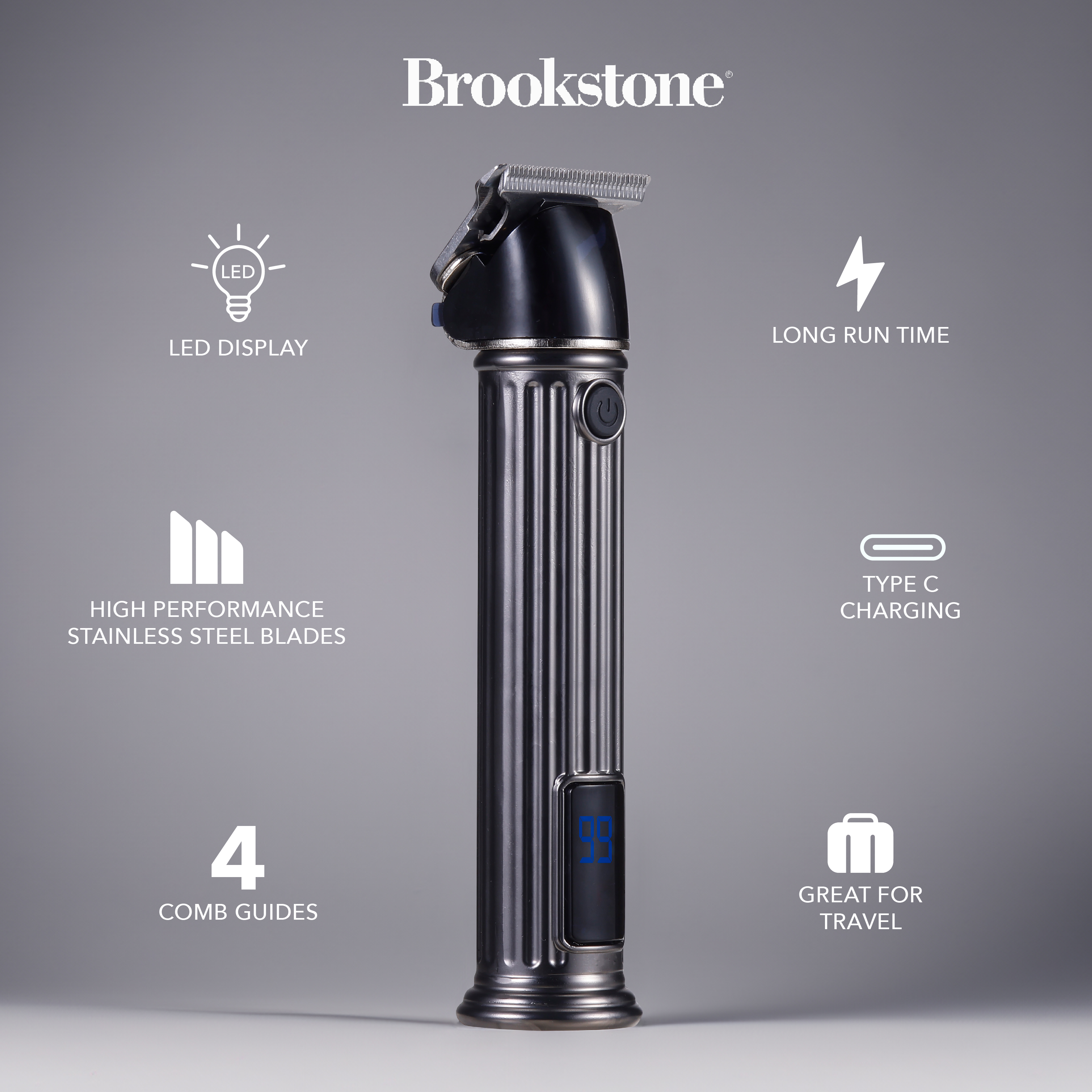 Brookstone Cordless Rechargeable Electric Hair Clipper Kit, Black photo 2