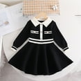 thumbnail image 2 of Little Girl Fall Dresses Toddler Fall Dress Girl Dress Long Sleeve Sweater Ruffle Button Front Knit Casual Fall Winter Dresses for Girls, 2 of 4