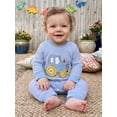 thumbnail image 6 of Loicainy Infant Baby Boy Fall Stripe Romper 3 6 12 18 Months Tractor Embroidery Waffled Long Sleeve Bodysuit, 6 of 9