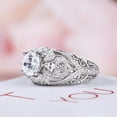 thumbnail image 3 of Eclet Jewels Antique Vintage Ring for Women's - Brilliant 1.9 Ct Round Cut Diamond Ring - 14K White Gold Plated Ring - Geometric Late Art Decoration Vintage Wedding Ring, 3 of 10