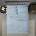 thumbnail image 3 of Ensemble de draps de luxe Swift Home 4 pièces avec taie d'oreiller additionnelle, Twin, Brouillard Bleu, 3 of 8