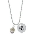 thumbnail image 1 of Delight Jewelry Silvertone White Plumeria Flowers Spinner Silvertone Script Initial Disc - C - Charm Necklace, 20"+3", 1 of 4