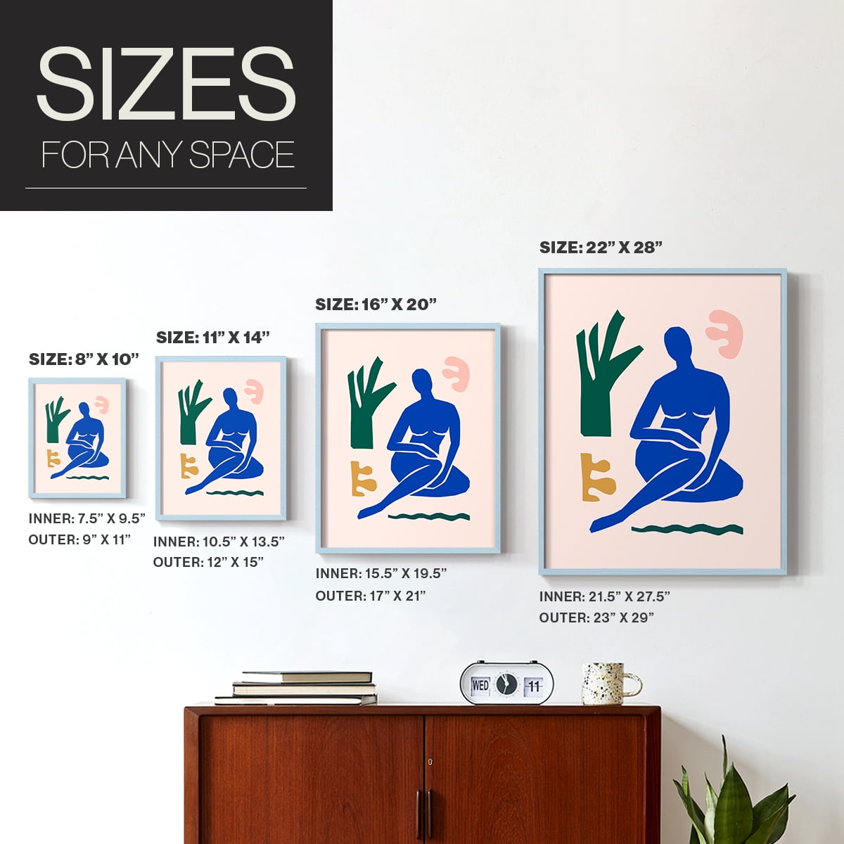 Matisse CDLXVII in Blue Solid Wood Framed Print No Nail Hanging