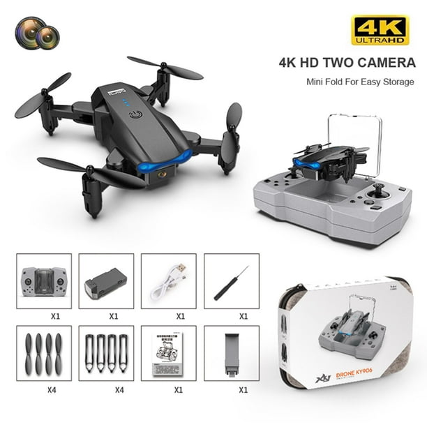KY906 Imagen tecla Rotación automática Iicación de trayectoria s Juguetes para Cámara dual negra Cámara dual negra 1B Hugo Mini avión plegable