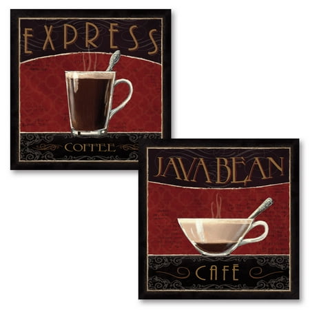Vogue Cafe Wall - Gango Home Decor Classic Bistro, Cafe and Coffee Kitchen Wall Art by Marco Fabiano; Three Red 12x12in Unframed Paper Prints (Paper Only, No Frame)