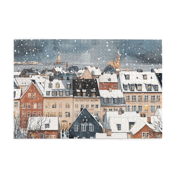 1000 PCS Winter Day Snow Scenery Jigsaw Puzzles 1000 Pieces,Unique Artwork For Adults,Charm Winter Day Snow Scenery Wooden Puzzle,Great For Relaxation And Display For Puzzle Enthusiasts,Fun Puzzles