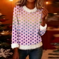 thumbnail image 2 of Polka Dot Printed Sweater for Women, Fashion and Loose Fall Tops Pullover, Round-Neck Sequined Long-Sleeved Tops, 2 of 5