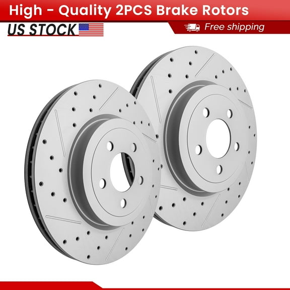 ACB ZONE Front Brake Rotors Set for Chrysler 300 Dodge Challenger Charger Magnum, Drilled & Slotted Disc Rotors Kit (Left & Right)