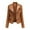 Gold, variant on Women Lapel Motor Jacket Zip Up Cropped Outerwear Coat