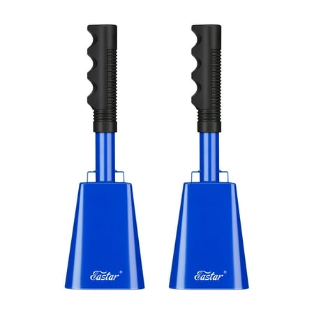 Eastar Cowbells for Cheering, 2 Pack Blue 10" Steel Cow Bell, Loud Noise Makers Hand Percussion