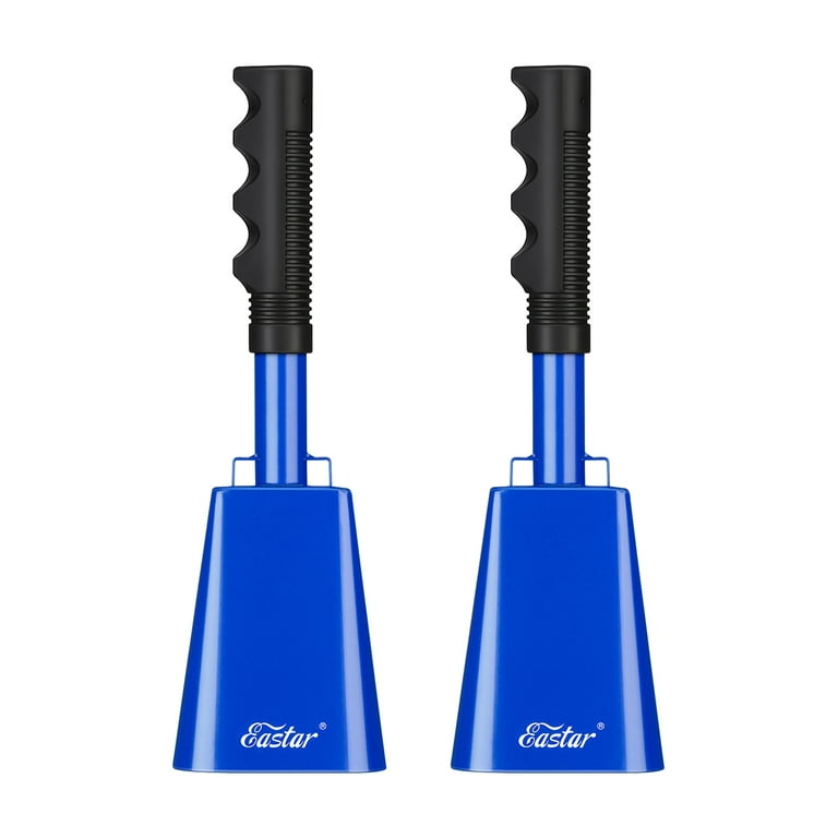 Eastar Cowbells for Cheering, 2 Pack Blue 10 Steel Cow Bell, Loud Noise  Makers Hand Percussion 