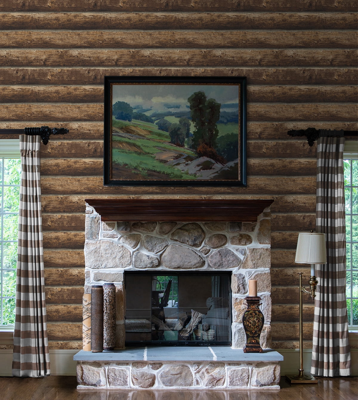 Seabrook Designs  Log Cabin Prepasted Wallpaper - 20.5 in. W x 33 ft. L
