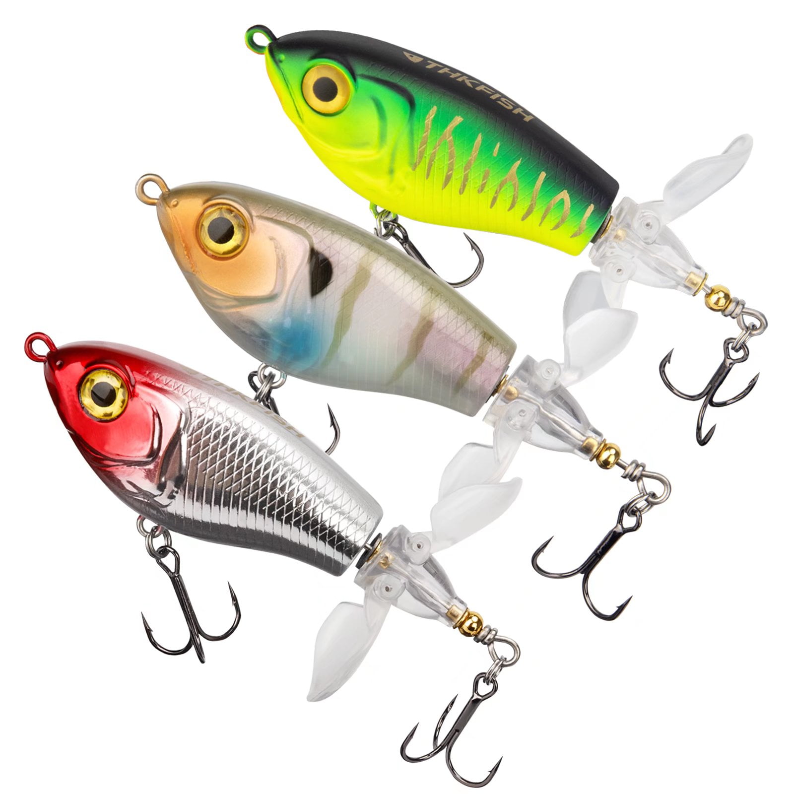 Fishing Lure Set Bass with Topwater Floating Rotating Tail Artificial 90-6PCS-A 