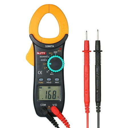 NJTY Digital Clamp Meter 2000 Counts Auto Range Multimeter with NCV Test AC/DC Voltage AC Current Portable Handheld Multimeter LCD Diaplay Measuring Resistance Continuity