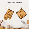 thumbnail image 6 of Xecao Diamond Bohemian Sunflower Pattern Oven Mitts and Pot Holders Sets Heat Resistant Silicone Oven Mittens Extra Thicken Long Kitchen Cotton Oven Glove for Cooking, 6 of 7