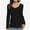 Black, variant on Women's Long Sleeve V-Neck T-Shirt - Fitted Basic Tee, Stretchy Sexy Tight Top, Solid Casual Shirt