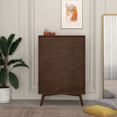 thumbnail image 4 of Miekor Furniture Caroline Mid Century Modern 5-Drawer Solid Wood Dresser in Dark Brown 47.2"H x 31.5"W X 15.7"D for Bedroom, Living Room, Hallway 35037, 4 of 12