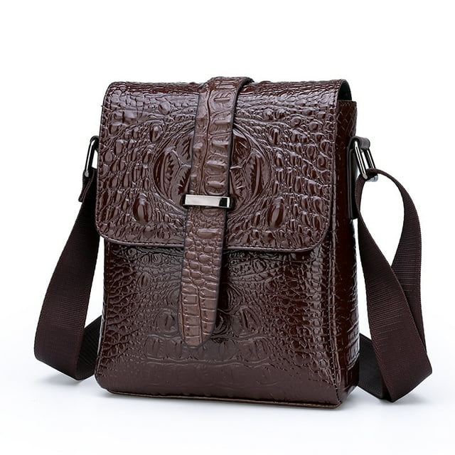 Bandolera de piel para hombre, bandolera, cocodrilo