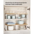 thumbnail image 4 of Organizadores de Cocina, Juego de 4 Estantes de Cocina, Apilables, Expandibles, Metal y Madera de Ingeniería, Blanco y Natural, 4 of 7