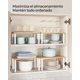 thumbnail image 4 of Organizadores de Cocina, Juego de 4 Estantes de Cocina, Apilables, Expandibles, Metal y Madera de Ingeniería, Blanco y Natural, 4 of 7