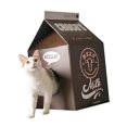 thumbnail image 2 of Cardboard Cat House Corrugated Paper Milk Box Shape Cat Scratching House Bed for Cats Kittens, 2 of 8