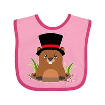 Inktastic Groundhog Day with Groundhog in Top Hat Boys or Girls Baby Bib