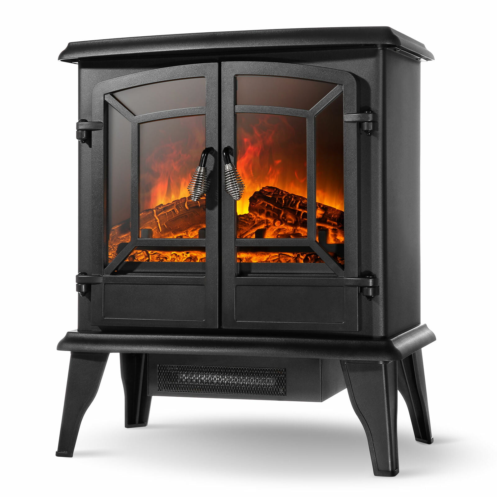 DELLA 20 Freestanding Portable Electric Fireplace Heater Heat Log Flame Stove 1400W Black
