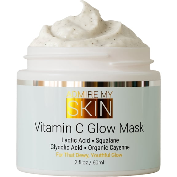 Vitamin C Mask for Face – Brightening Face Masks Skin Care Contains Glycolic Acid and Lactic Acid Squalane Oil – Hydrating Beauty Face Mask for Glowing Youthful Skin and Smooth Even Skin Tone 2oz