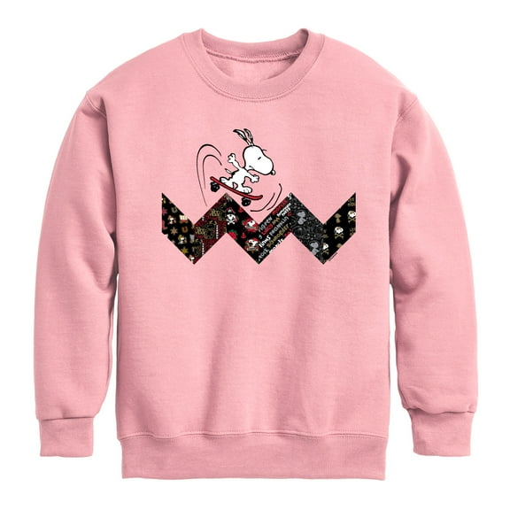 Peanuts - Snoopy Skating Pattern - Toddler And Youth Crewneck Fleece Sweatshirt