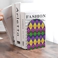 thumbnail image 6 of Susaid Mardi Gras4 Print Wooden Bookends Decorative Book Ends for Shelves Heavy Books Holder Organizer Non-Slip Desk Book End for Kids Room Office School 1 Pairs, 6 of 8