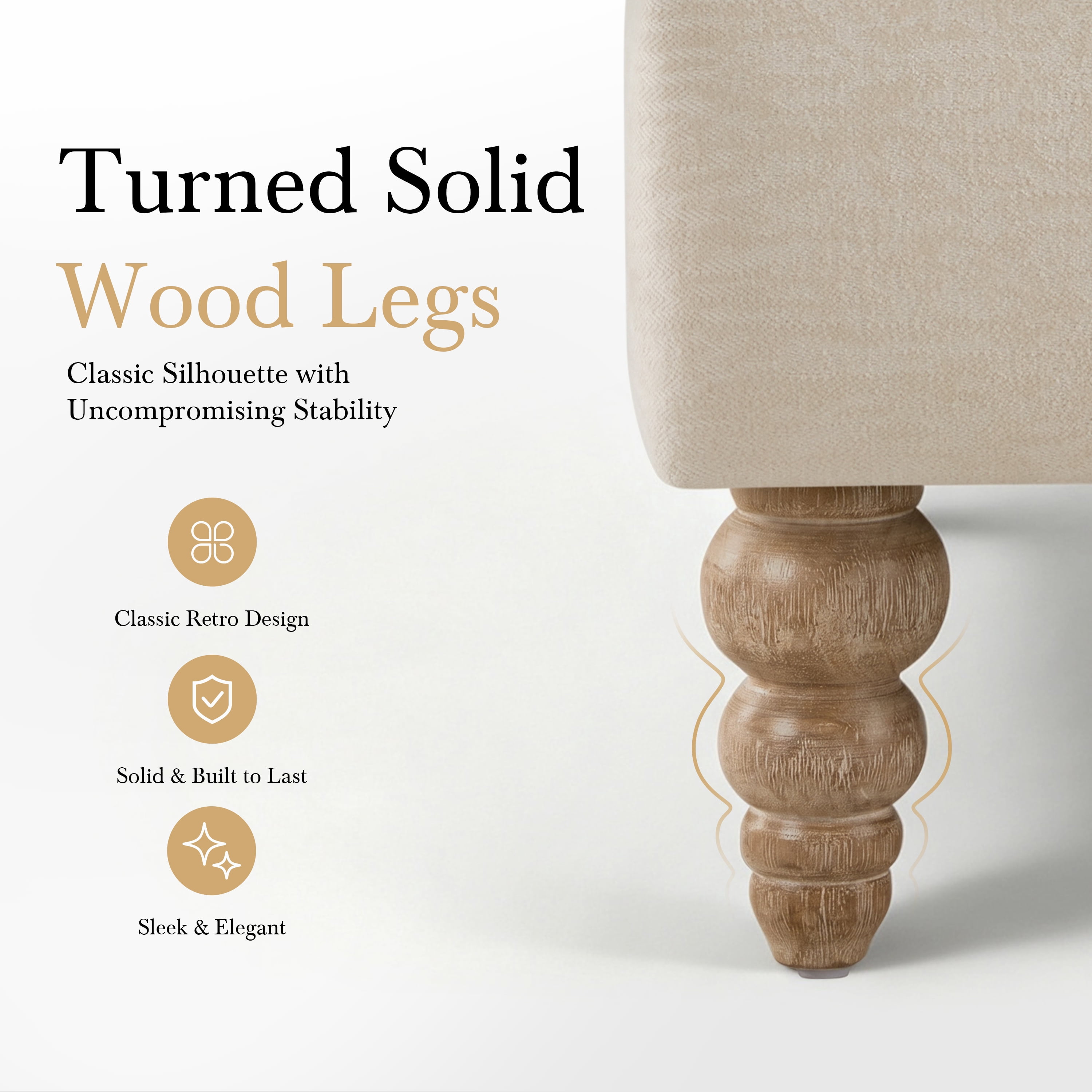 GARITIN Oversized Accent Chair 40.5 Inch, Modern Upholstered Armchair with Lumbar Pillow and Turned Wood Legs for Living Room, Beige