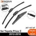 thumbnail image 2 of Car Wiper for Toyota Prius C 2012-2018 Front Rear Windshield Windscreen Wiper Blade Rubber Accessories 26" + 16" 8" 2012 2013 2014 2015 2016 2017 2018, 2 of 7