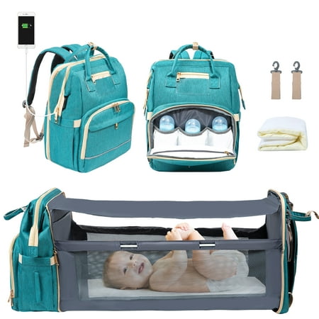 WiseWater Changing Station and Pad Included Large Capacity Adjustable Shoulder Straps Waterproof Easy to Clean Backpack Diaper Bag, Green